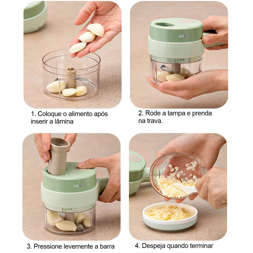 Picador de Verduras Recargable 4 en 1: ¡El Asistente de Cocina que Transformará tu Forma de Cocinar!