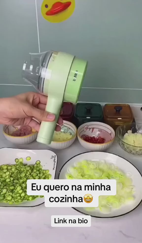 Picador de Verduras Recargable 4 en 1: ¡El Asistente de Cocina que Transformará tu Forma de Cocinar!